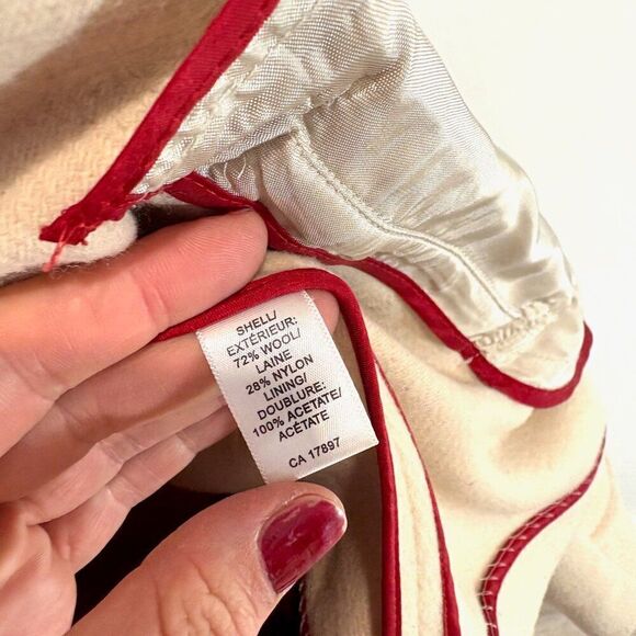 Banana Republic Women Pea Coat Creamy Wool Blend Toggle Loop Closures sz S - Picture 6 of 15